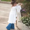 Nouveau printemps été coton pour les filles 1 - 9 ans coupe libre blanc manches évasées robe de princesse robe formelle mode fille robe d'été 2018