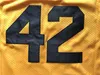 メンズティーンウルフスコットハワード42ビーコンビーバーバスケットボールジャージ黄色映画ステッチシャツS-XXL