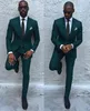 Alta Qualidade Dois Botão Verde Escuro Do Noivo Smoking Padrinhos Pico Lapela Melhor Homem Blazer Ternos De Casamento Dos Homens (Jacket + Pants + Tie) H: 819