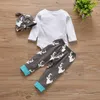 Bebê Recém-nascido Do Bebê Meninos Meninas Roupas Definir Infantil Criança Deer Head Algodão de Manga Longa Romper + Calça + Chapéu 3 pcs Conjunto de Roupas Casuais Crianças