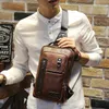 Crazy Horse PU Leather Men Backpack Vintage Male Students School Bags Fashion Man One Shoulder Backpack Chest Bags Brown Vintage3601758