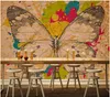 3D Wallpaper Mural Vintage Hand Drawn Doodle Pattern Butterfly Decorative Painting Art Mural for Living Room Large Painting Home Decor