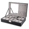 Högkvalitativ 8 GRID SLOTS Titta på Display Pu Leather Box Multifunktionell smycken Case Storage Organizer Watches Boxes Square Box261y