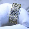 Hexagon Geometric rings 925 SilverGold Fill Luxury Jewelry Net White Topaz CZ Diamond Eternity Circle Wedding Band Ring for Women5798460