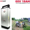 60V 18AH Lithium ion battery for 1500W motor E-bike Electric bike Lithium battery 60V 16S 18650 battery pack +2A Charger 30A BMS
