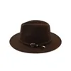 Högkvalitativ bred Brim Ullfilt Formell Party Jazz Trilby Fedora Hat med bältespänne Casual Panama Fedoras Cap