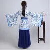 中国の古代の服の女性伝統的な衣装の古典的なエレガントな青と白の磁器スタイルvestido hanfu女性の舞台着