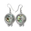 Snake Charm Paua Abalone Shell Earrings for Ladies Unique Jewelry Natural Abalone Shell Stone Hook Earrings