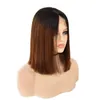 Straight Full Lace Wig med silkesbas Human Hair Wigs 1B / 30 Ombre Brasilian Remy Hair Pre Plucked Lace Wig med Baby Hair