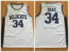 Erkek Maryland Terps Len Önyargılı Koleji Basketbol Formaları Siyah Beyaz Kırmızı Sarı # 34 Vintage Kuzeybatı Wildcats Lisesi Dikişli Jersey Gömlek