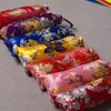 Pretty Flower Lengthen Cloth Pouch Drawstring Chinese Silk Brocade Pouches Gift Bags Luxury Comb Jewelry Packaging Bags 7x23cm