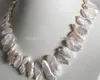 LL 1002 17" weiße Pipa-Süßwasserperlen-Halskette, Modeschmuck