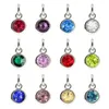 60 Pz / lotto colori bling birthstone con anello di salto aperto pietra di compleanno pendenti pendenti pendenti adatti per portachiavi fai da te portachiavi moda gioielli