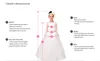 2019 Girl's Pageant Jurken Cap Mouw Veer 3D Applique Kralen Formele Party Jurk voor Meisjes Lace-Up Back Satin Flower Girl Dress