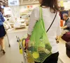 Net Bag Fruit Shopping String Grocery bags Reusable Bags Mesh Woven Shopper Tote Shopping Tote Handbag FFA216 60PCS