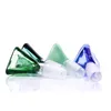 Narghilè accessori somking Ciotola di vetro triangolare verde blu anatra giada 14mm / 18mm per pipa ad acqua o gorgogliatore di bong