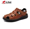 Z.SUO 802 chaussures de plage en cuir véritable pour hommes couverture d'embout classique à la main en cuir de vache sandales pour hommes large grande taille 39-48