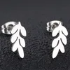 Everfast 10Pair/lot Sweet Tiny Leaf Earring Stainless Steel Earrings Simple Olive Branch Ear Studs Jewelry For Women Girls