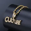 Heren sieraden hiphop bubble letters cultuur hanger ketting touw ketting goud zilver kleur iced out cz ketting