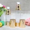 30ml 50 ml Ljusa guld högkvalitativa flaskor Portable Airless Pump Dispenserflaska för Travel Lotion 100pcs / Lot