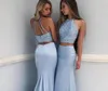 Sexy 2 Pieces Mermaid Bridesmaid Dresses Sweep Train Long Bridesmaid Dresses robes de demoiselle d'honneur New Arrival