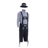 Tema Costume Men's Oktoberfest Lederhosen con tirantes disfraces de sombrero para el hombre de cosplay de cosplay Tamaño del juego de agricultores M XL