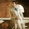 Män Passar 2018 Vit Satin Peaked Lapel Wedding Suits Aftonklänning Brudgum Custom Made Slim Fit Formell Tuxedos Bästa Man Blazer 3piece