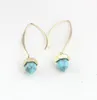 Mode or couleur prisme hexagonal pierre naturelle Turquoise charme boucles d'oreilles pour femmes marque bijoux