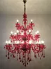 Large Red Crystal Chandelier Lighting in red 3 tiers Big Cristal Lustres Light Fixture BIG Crystal chandeliers for villa Hotel