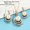 Fashion Gold Color Water Drop Simulated Pearl Crystal Necklace Stud Earrings Jewelry Set for Women Party Wedding Jewellery