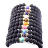 Billiga 20 Färger 8mm Naturlig Svart Lava Stone Beads Cross Armband DIY vulkan Rock Eterisk Oil Diffuser Armband för kvinnor män