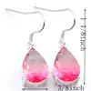 Luckyshine 4 paires/lot nouvelle mode multicolore boucles d'oreilles goutte d'eau Tourmaline cristal zircone 925 argent pour les femmes boucles d'oreilles pendantes