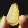 natural Ice of Xiuyan jade Single side carving Ruyi pendant Xiu jade yellow Ruyi agate jade pendant