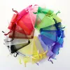 Wholesale 7*9cm Jewelry Bags MIXED Organza Jewelry Wedding Party favor Xmas Gift Purple Blue Pink Yellow Black With Drawstring