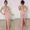 Modest Sparkly Luxurious Arabic Prom Dresses V-neck Crystals Mermaid Sequined Evening Dresses Sexy Long Formal Gowns Free Shipping