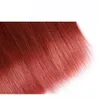 Fasci di capelli brasiliani ramati scuri di colore puro 33 fasci di capelli umani lisci rosso rame con 3 bundle non trattati9137278