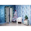 Vecchia porta di legno Neonato Bambini Festa di Natale Sfondo stampato Albero di Natale bianco Pareti blu Ritratto di foto di famiglia Sfondi
