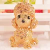 Adorável poodle cristal strass bolsa de metal pingente cachorro chaveiro chaveiro para carro bolsa de mão pingente chaveiros presente para crianças