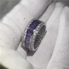 Choucong plein 15ct diamant violet Cz 925 en argent sterling femmes bague de fiançailles de mariage bijoux de mode