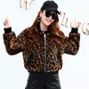 Nieuwe faux bontjas luipaard print winterjas stand kraag slanke vrouwen bovenkleding casaco feminino ropa invierno mujer