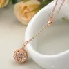 925 colar de pingente de prata esterlina rodada bola forma pingente de colar Vintage Fine Jewelry moda para mulheres branco rosa cores de ouro VICHOK
