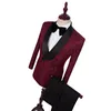 Hoge Kwaliteit Knappe Sjaal Revers Bruidsjonkers Double-Breasted Bruidegom Tuxedos Mannen Pakken Bruiloft/Prom/Diner Man Blazer (Jas + Broek + Stropdas)