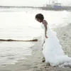 NIEUWE Strand Hoge Lage Trouwjurken Organza Sweetheart Backless Hi Lo Bruidsjurken 2017 Custom Made White Robe de Mariee