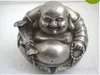 Buddhism Zbieraj Tybet Srebrny "Happy" Statua Buddy Tybetański Silver Decoration Bronze Factory Outlets Rozmiar: 5x4x3cm