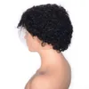 Krullende kanten voorpruiken voor zwarte vrouwen natuurlijke kleur Braziliaanse menselijk haarpruiken medium cap 130% dichtheid