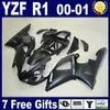 7gifts fairing kit for Yamaha YZF R1 2000 2001 black fairings set YZFR1 00 01 EF58