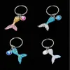 2018 Hot Mermaid Pailletten Sleutelhanger Mermaid Fishtail Schaal Sleutelhangers Tas Purse Legering Hanger sleutelhanger