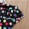 Купальник с разноцветным точечным принтом для девочек, детские купальники с открытыми плечами, комплекты из двух предметов, детские летние комплекты бикини, детская одежда CN G0222629575