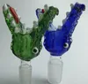 Ny designskål 18 8mm 14 5mm Emerald Crocodile Glass Bowl for Smoking Bowl Crocodile Animal Style Glass Water Pipes263n