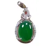Calcédoine vert naturel collier pendentif court rubis argent cristal chaîne de clavicule Envoyer maman pour donner petite amie